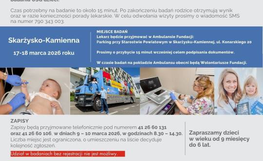„NIE nowotworom u dzieci” – Powiat Skarżyski po raz kolejny zaprasza na bezpłatne badania USG