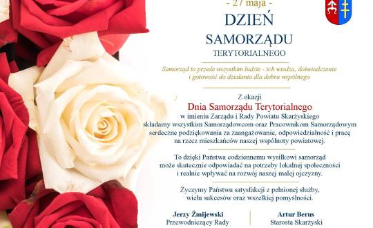 27 maja Dzień Samorządu Terytorialnego - życzenia od władz powiatu