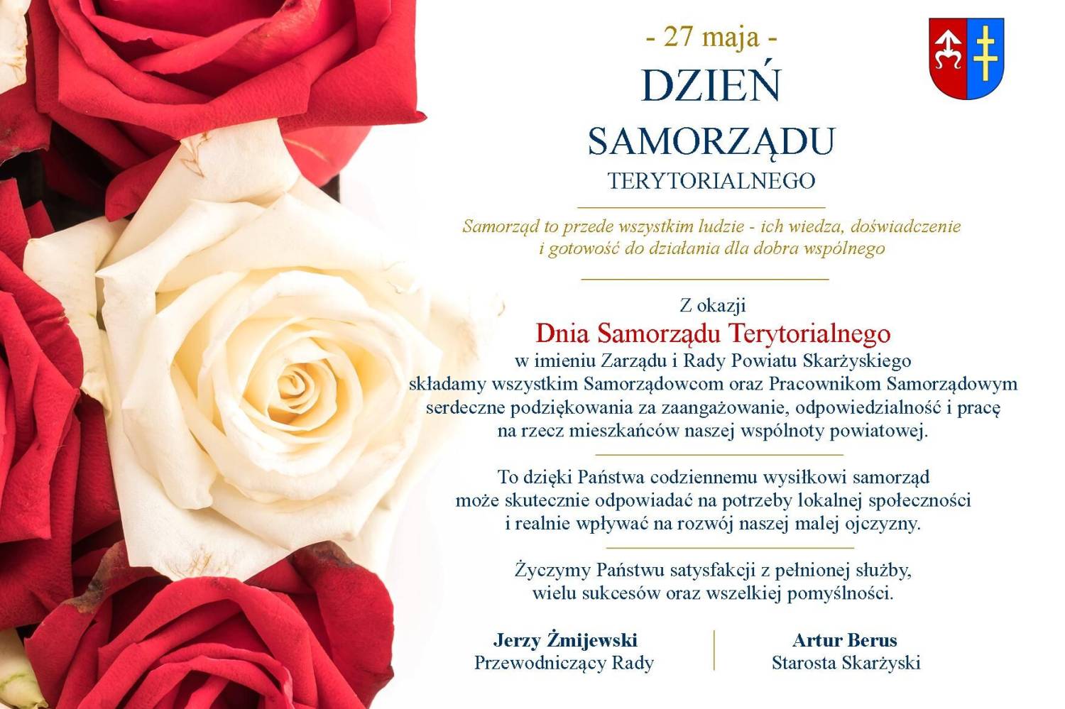 27 maja Dzień Samorządu Terytorialnego - życzenia od władz powiatu