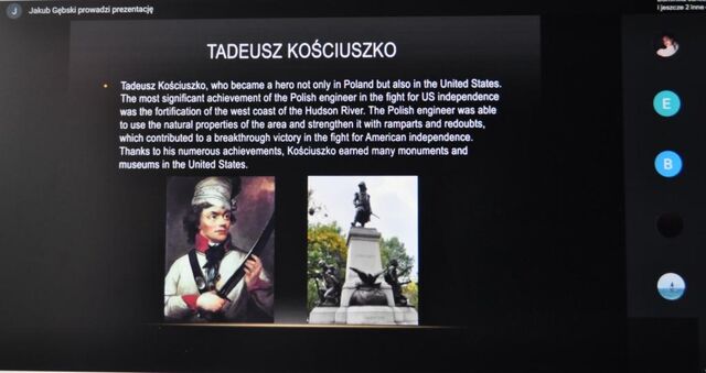 fragment jednej z prezentacji konkursowych na temat Tadeusza Kościuszko