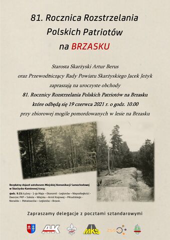 Plakat zawierający zaproszenie na uroczystości rocznicowe na Brzasku. 