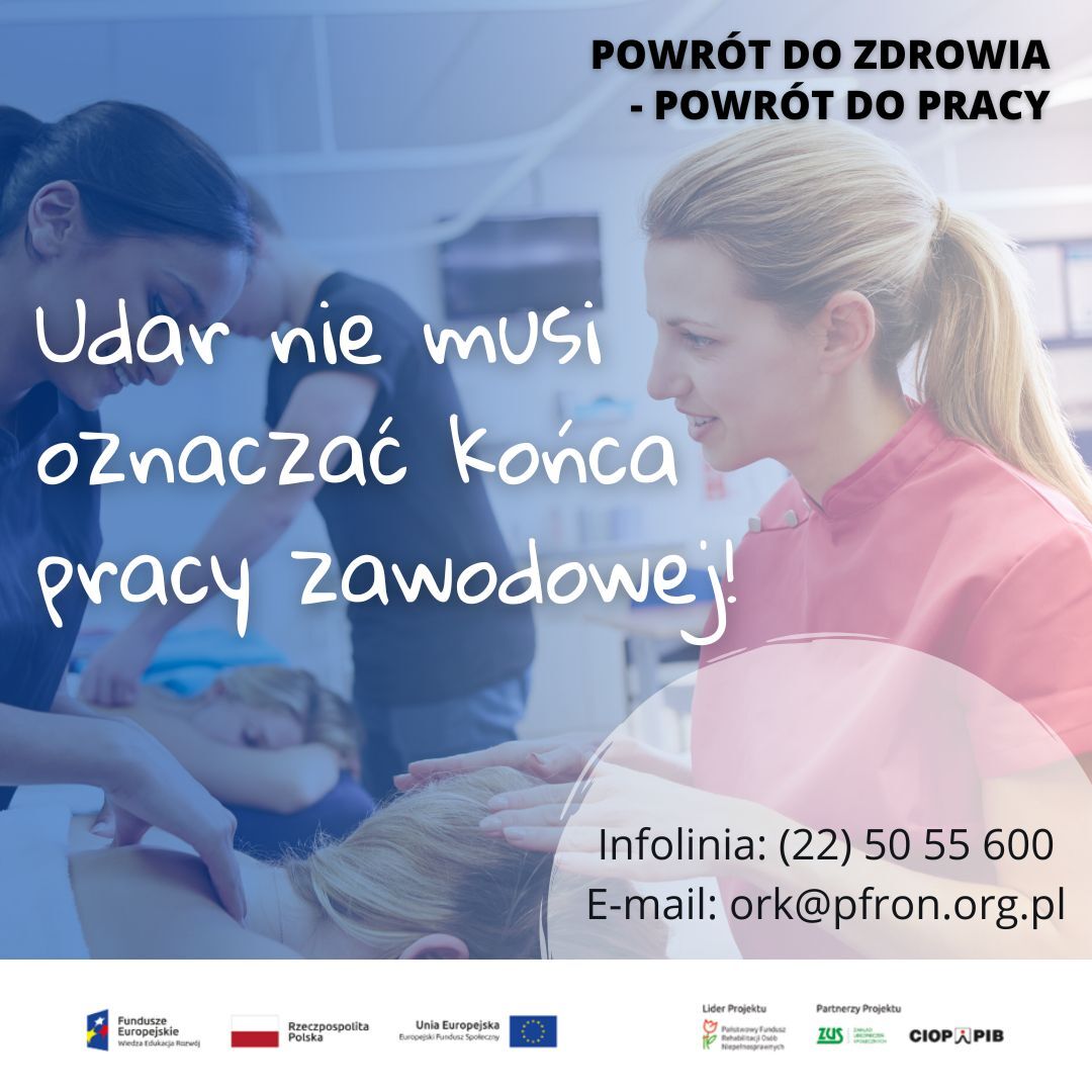 Plakat dot. kopleksowej rehabilitacji dla osób po udarze