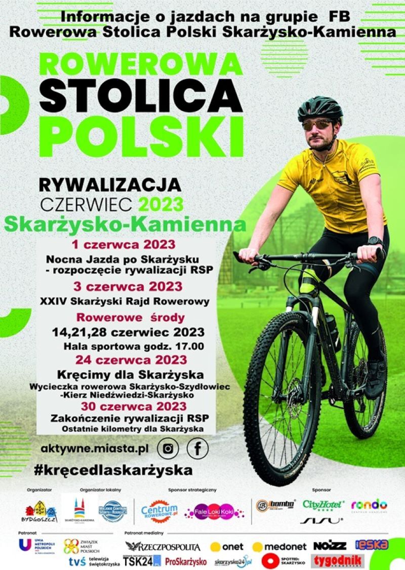 Plakat zachęcający do udziału w akcji rowerowa stolica Polski zgodnie z treścią artykułu. 