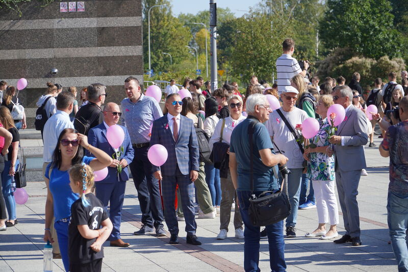 XIV Marsz Różowej Wstążeczki w Skarzysku-Kamiennej - piknik przed MCK - uczestnicy