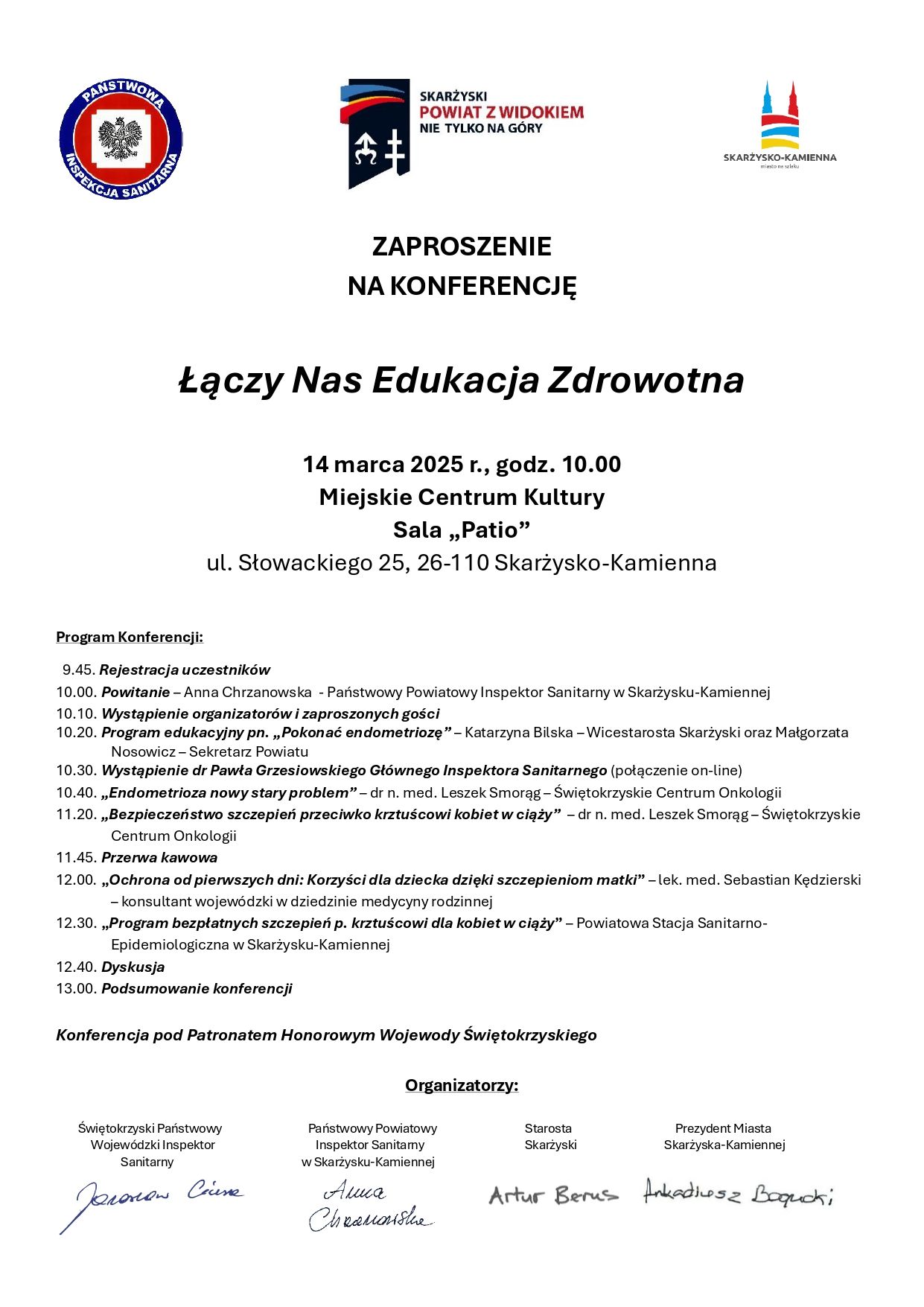 Zaproszenie na Konferencje laczy Nas Edukacja Zdrowotna 14.03.2025 page 0001 1