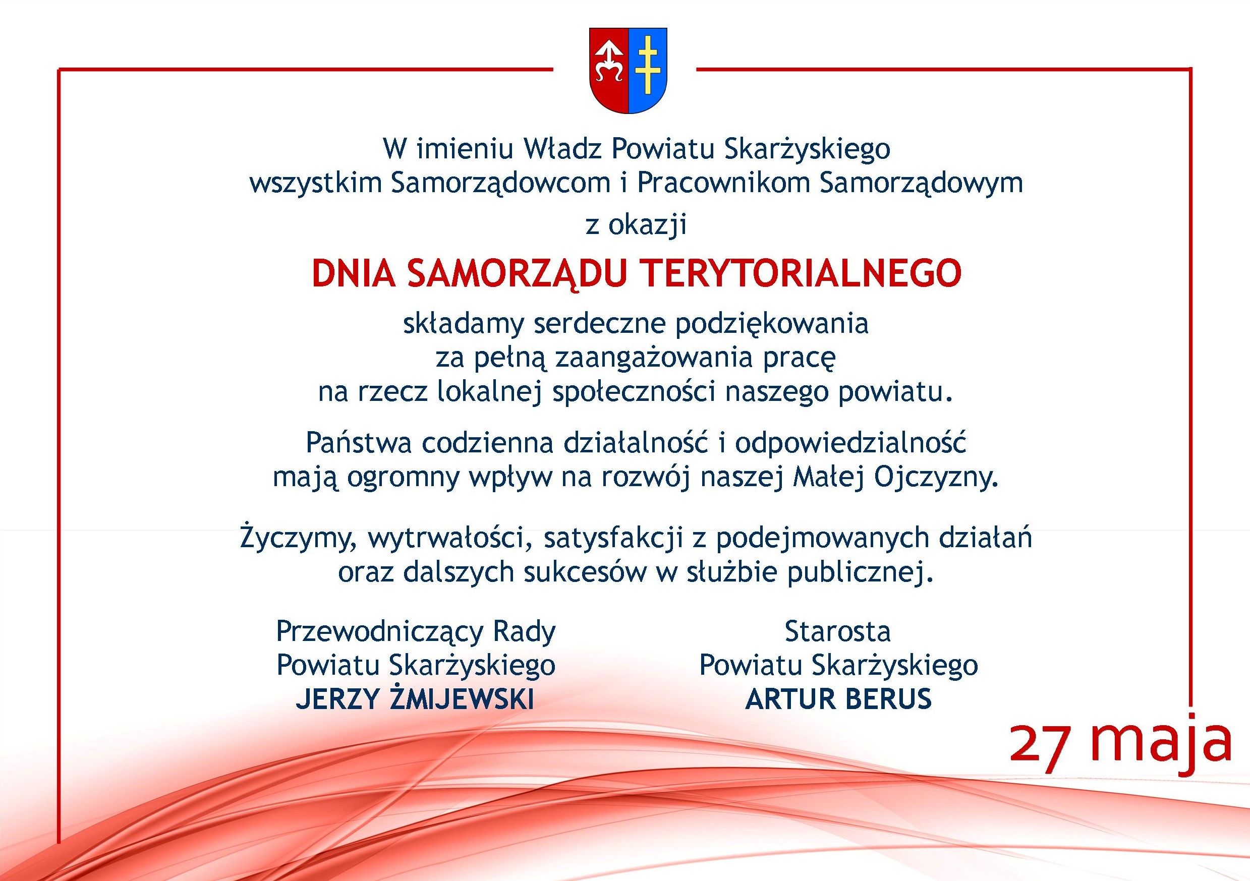 DZIEN SAMOZRADU TERYTORIALNEGO 2025 - życzenia od władz powiatu skarżyskiego  