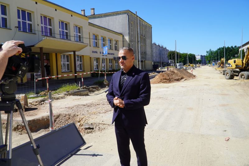 remont Al. Tysiąclecia w Skarżysku - wizyta starosty na placu budowy 