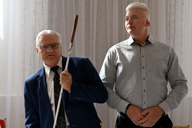 Dzien Białej Laski Wojciech Czajkowski i Piotr Jarząbek