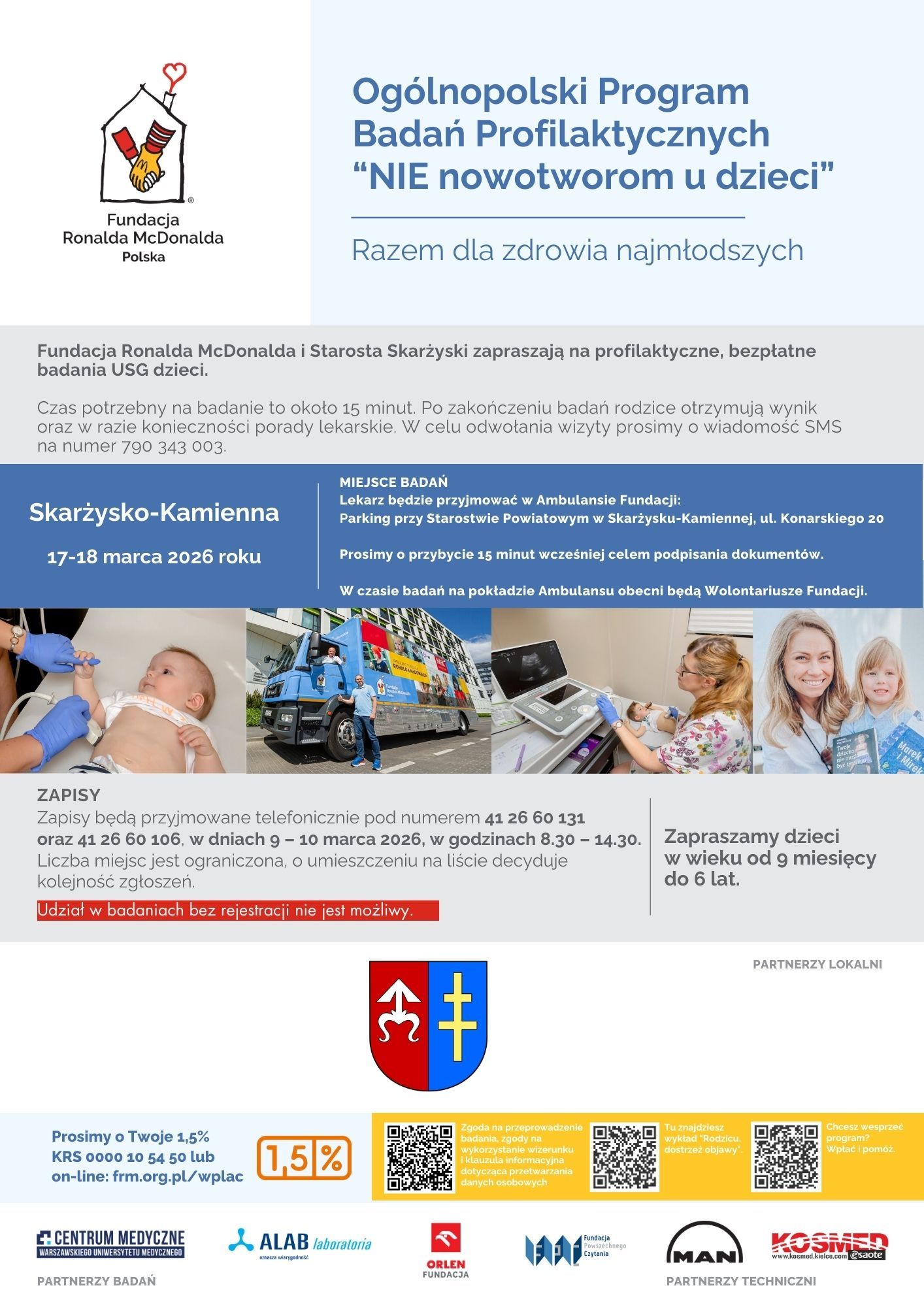 plakat informujący o zapisach na badania