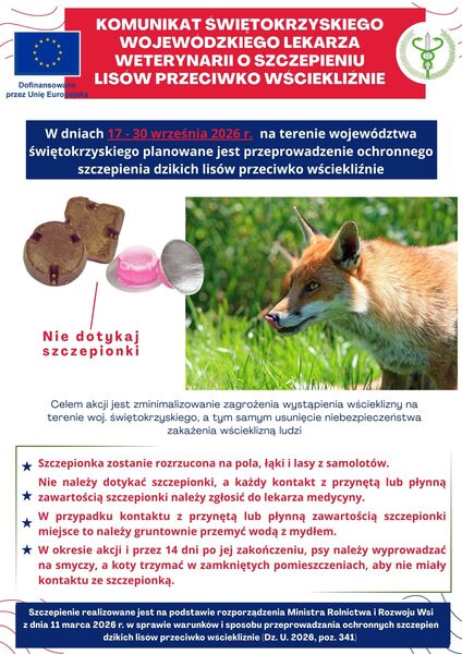 plakat dotyczący szczepienia lisów